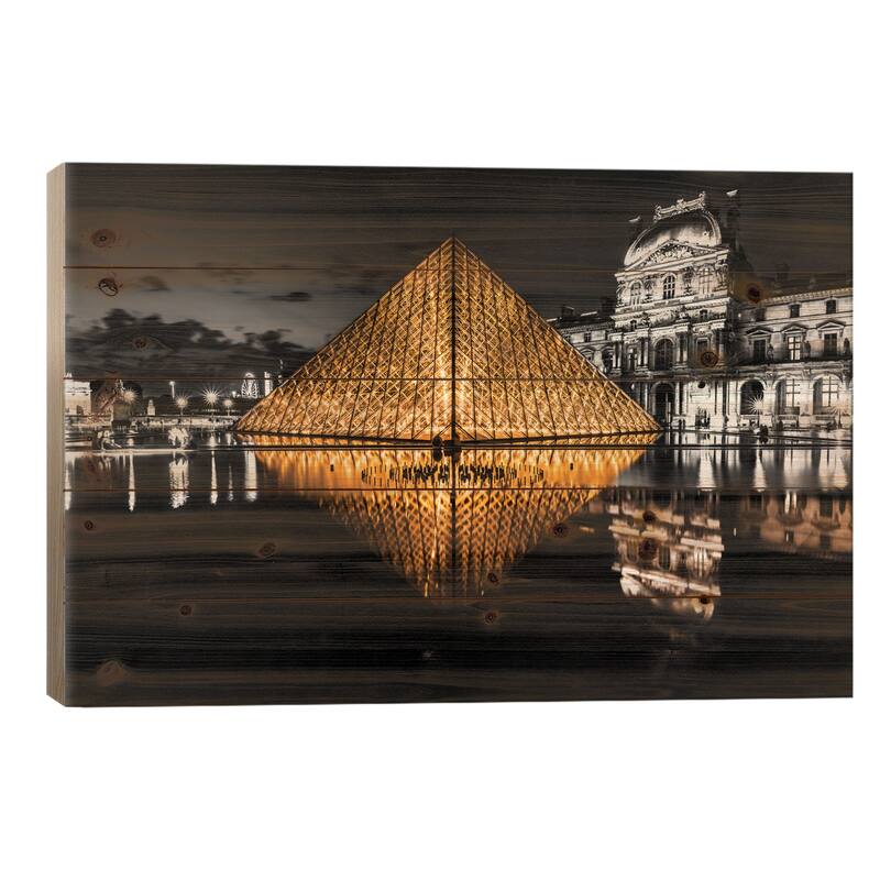 The Louvre Print On Wood by Anders Jorulf - Multi-Color - 26x40x1.5