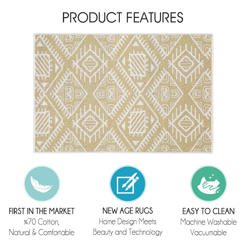 Sussexhome Heavy Duty Ultra Thin Non Slip Washable Cotton Indoor Rug - 2' x 3'