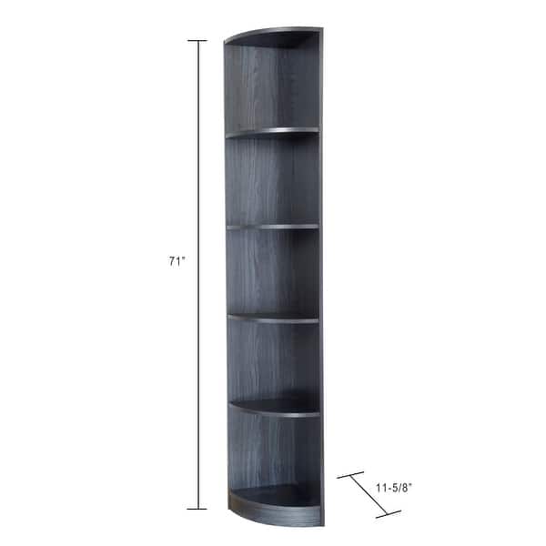 dimension image slide 0 of 5, Q-Max 5-tier Wood Display Corner Bookcase