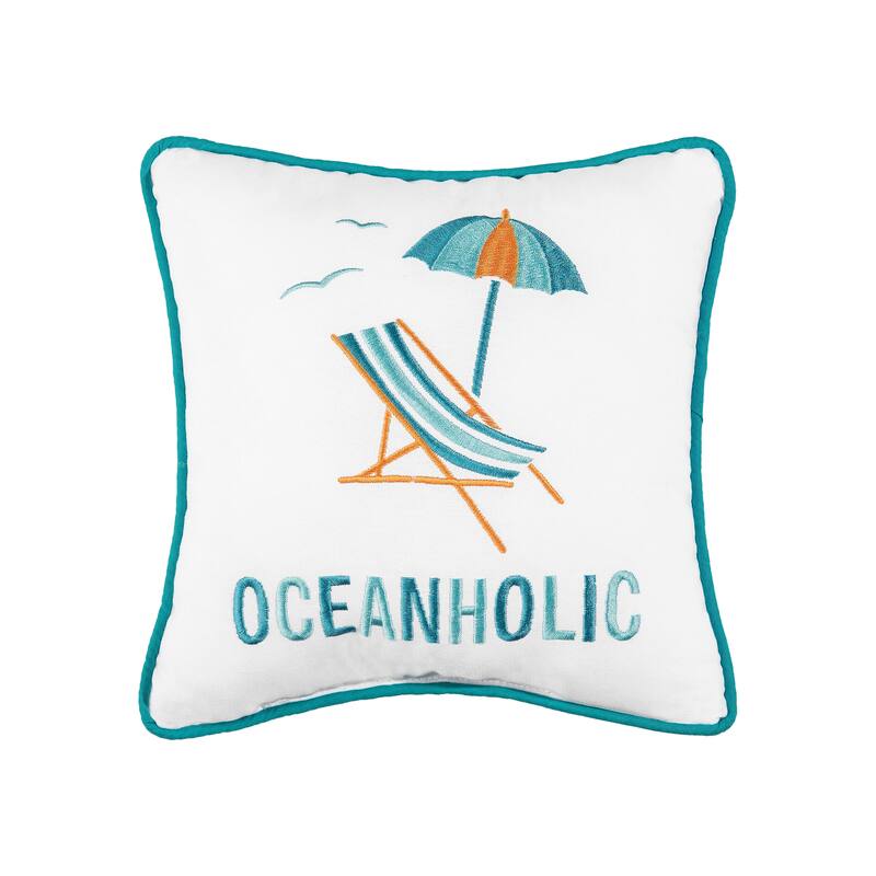 10" x 10" Oceanholic Embroidered Throw Pillow
