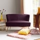 preview thumbnail 84 of 114, HULALA HOME Monica Modern Velvet Curved Tufted Back Loveseat with Metal Tapered Legs PURPLE