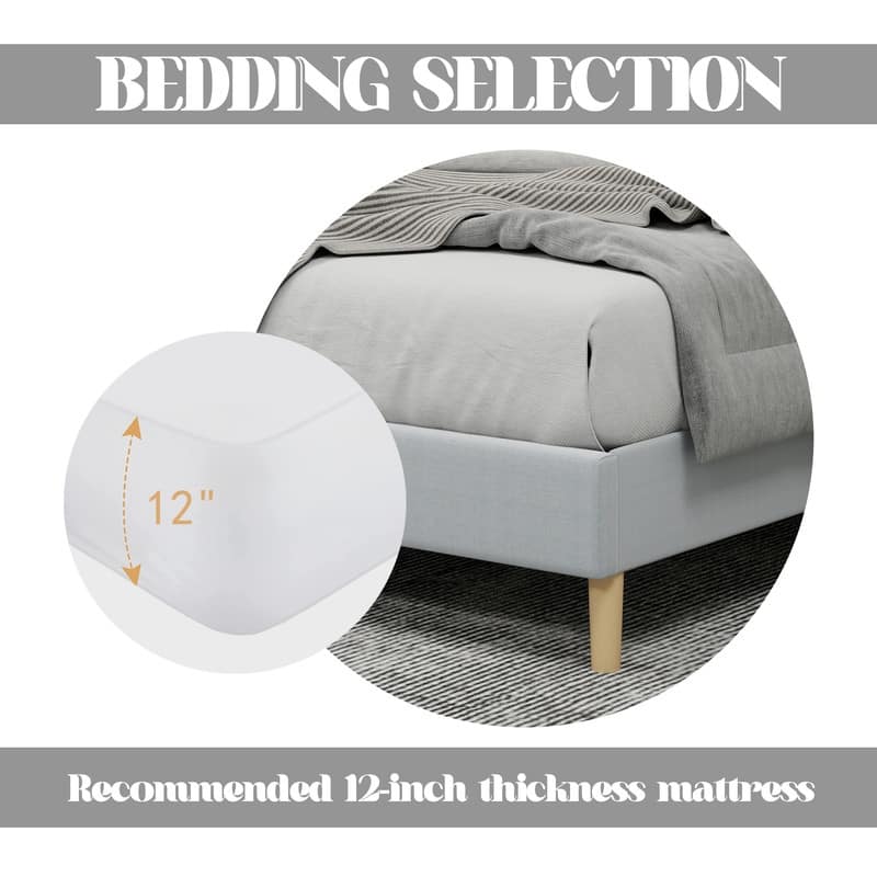 Caxkun Upholstered Platform Bed Frame with Wingback headboard