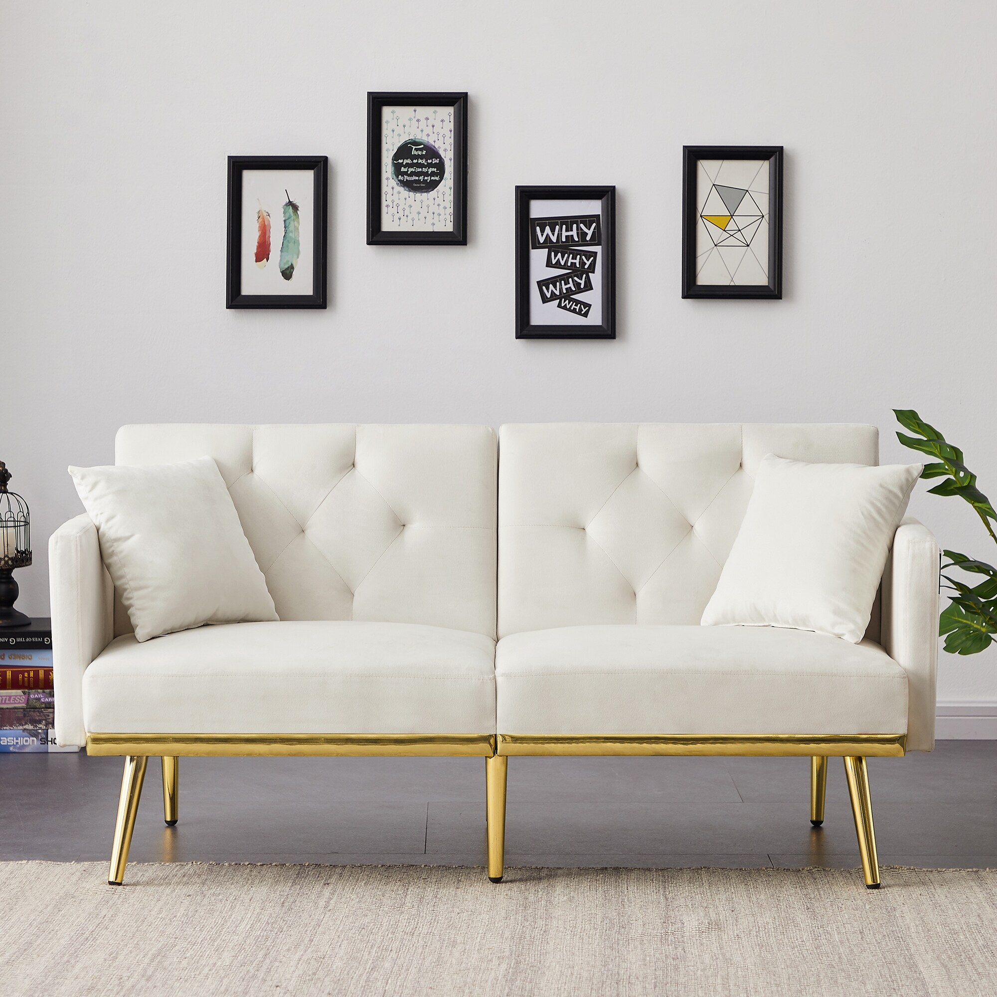 Cream sofa sales with gold legs