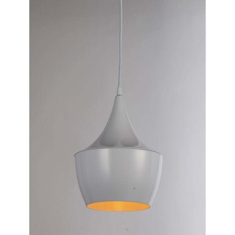 Pendant Light - 1 Light Farmhouse Ceiling Fixture - White Shade Adjustable Height - 12