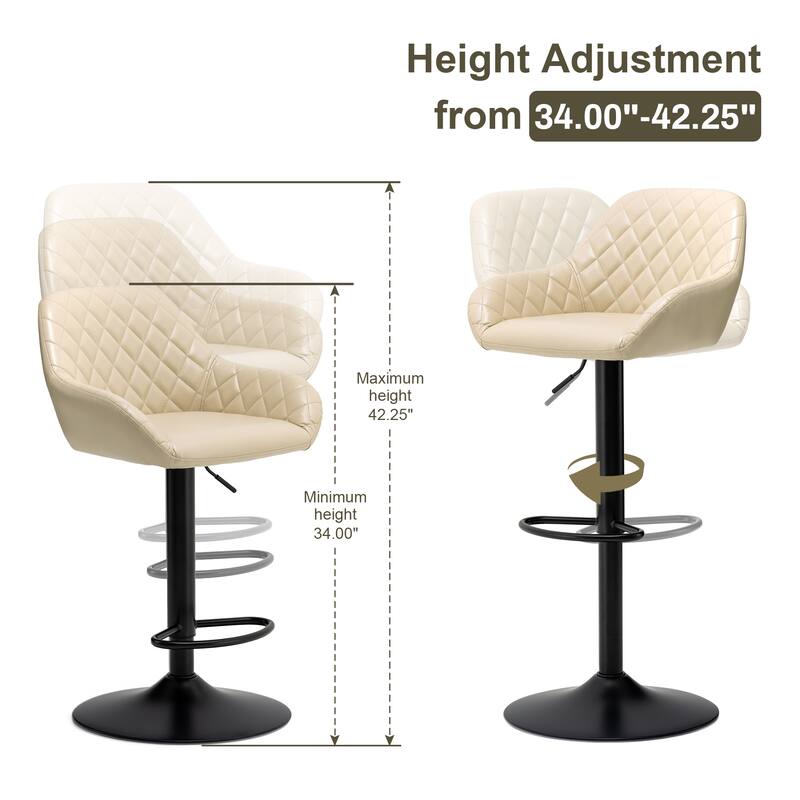 Glitzhome Mid-Century Height Adjustable Faux Leather Swivel Counter Bar Stools