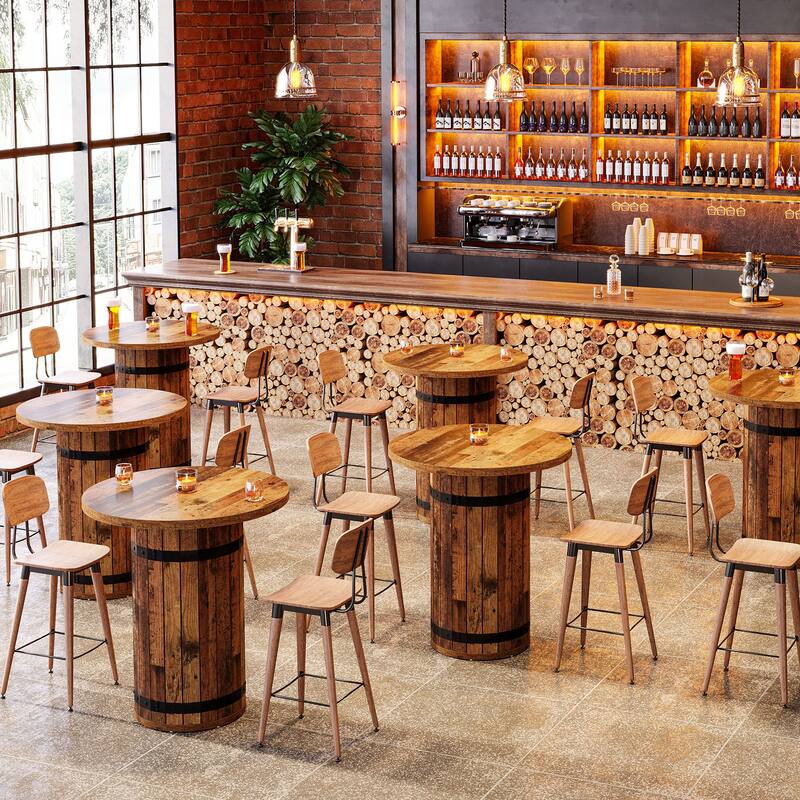 39.4 Inch Bar Height, Round Bar Table, Bistro Pub Table for Kitchen