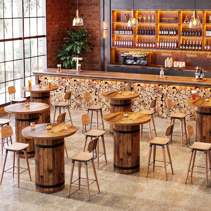 Round Bar Table, Bistro Pub Table for Kitchen (Only Table)