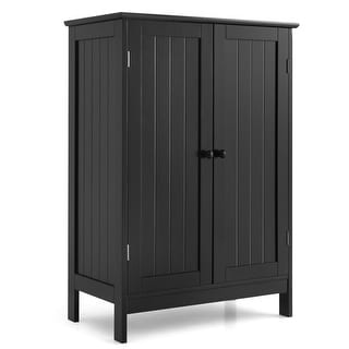 Bathroom Floor Storage Double Door Cupboard Cabinet - 23.5" x 14" x 34" (L x W x H)