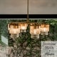 preview thumbnail 3 of 10, Hunter + Jasmine Roth Ontario Ribbed Glass Pendant Chandelier - Foyer, Dining Room, Kitchen Table or Island - Transitional, Glam