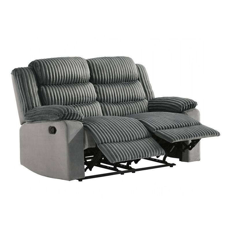 Upholstered Manual Motion Loveseat with Pillow Top Armrest in Gray - Gray