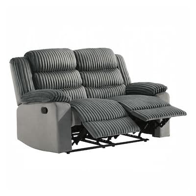 Upholstered Manual Motion Loveseat with Pillow Top Armrest in Gray