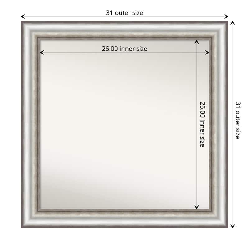 Non-Beveled Bathroom Wall Mirror - Salon Silver Frame - 31 x 31 in - Salon Silver