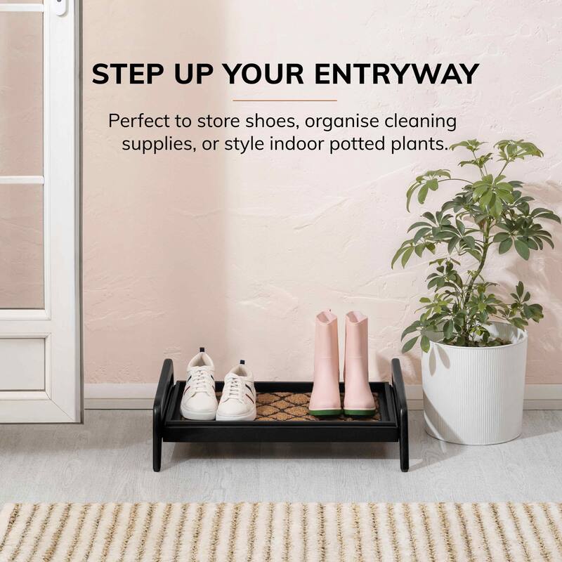 Jani Single-Tier Black Stand 2-Pair Rubber Boot Tray