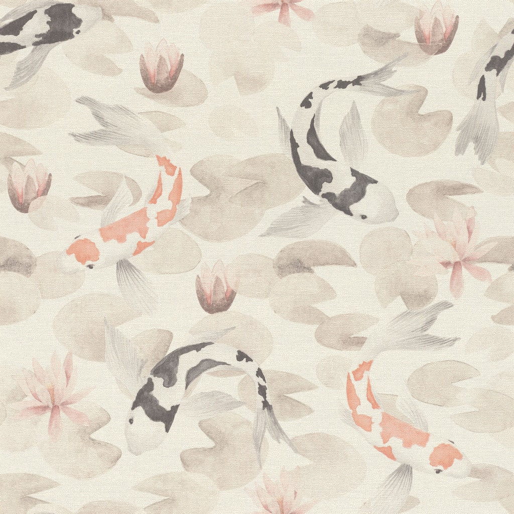 Advantage Nobu Beige Koi Fish Wallpaper - 20.9in x 396in x 0.025in - 20.9in x 396in x 0.025in