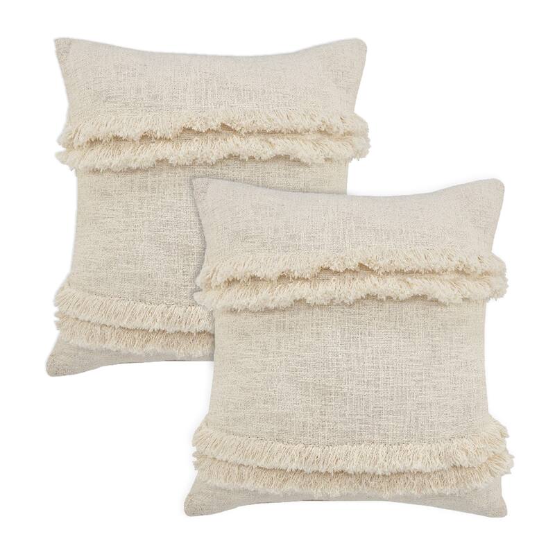 Sevita Rory Cream Striped Cotton Throw Pillow, Set of 2