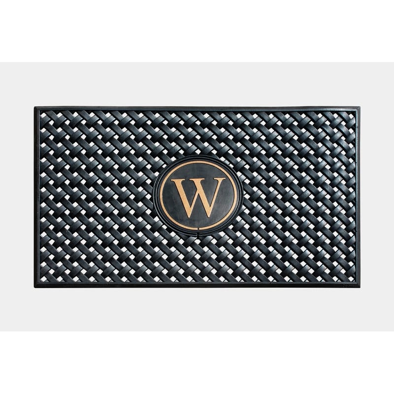 A1HC 100% Pure Rubber Monogrammed Front Door Mat 24" x39" Indoor Outdoor Doormat - W