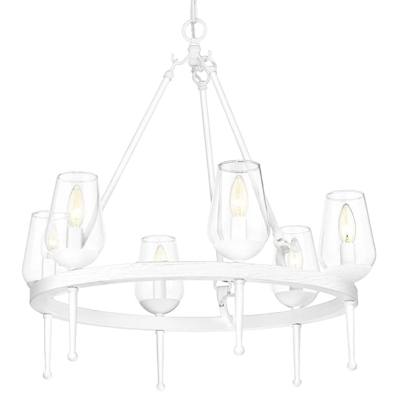 Regent 6 Light Chandelier - Textured White Plaster