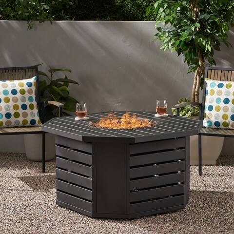 Rene Outdoor Octagonal Iron Fire Pit by Christopher Knight Home