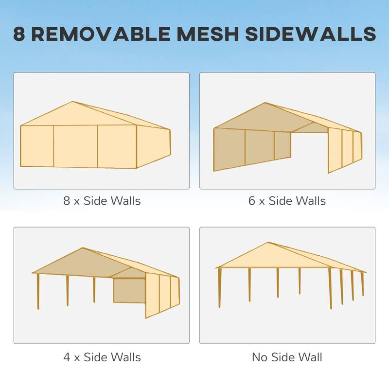 10' x 28' Party Tent Canopy with 8 Removable Mesh Sidewalls