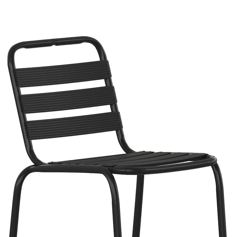 Commercial Indoor-Outdoor Restaurant Stack Stool with Triple Slat Back