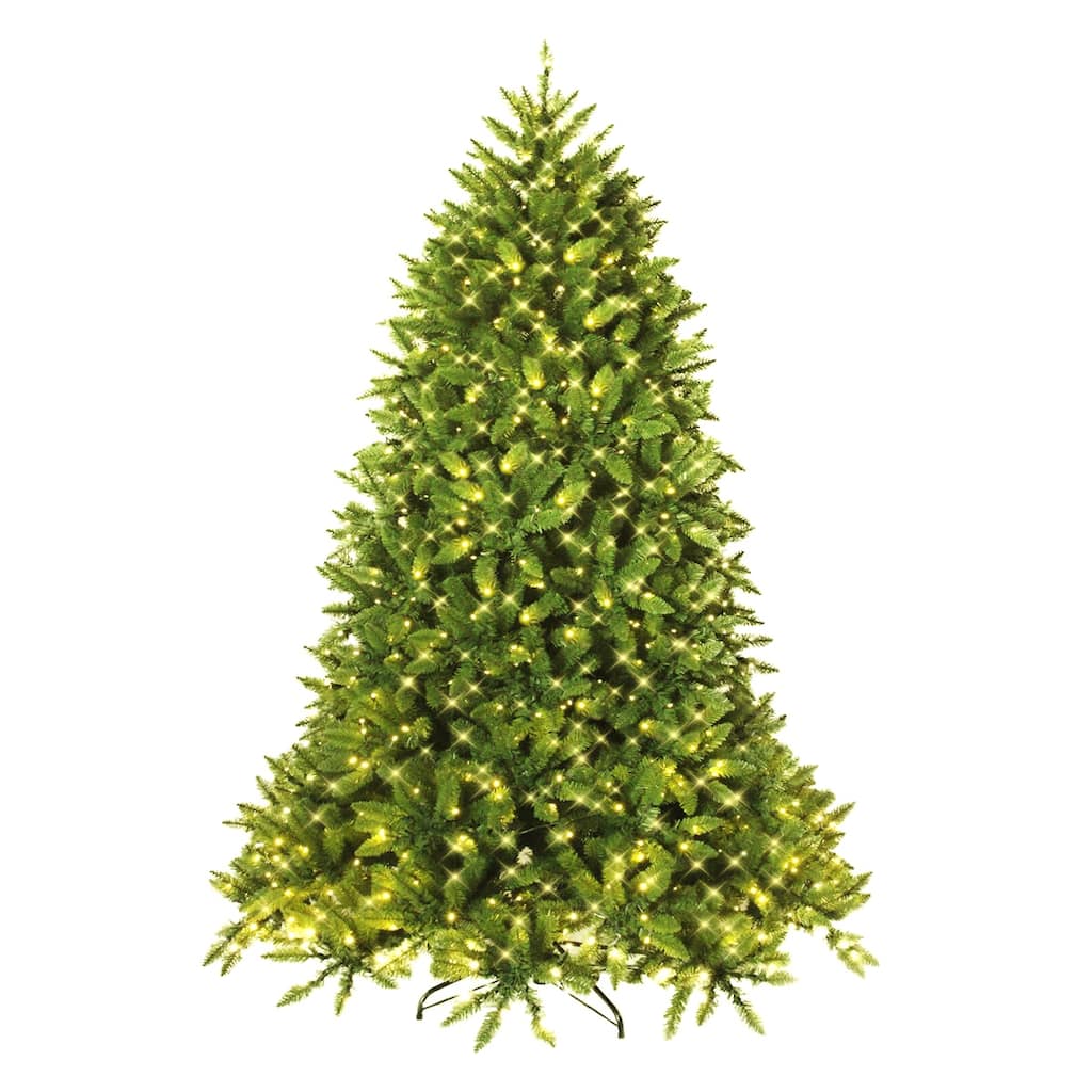 Costway 5ft Pre-lit PVC Christmas Fir Tree Hinged 8 Flash Modes - 5 FT
