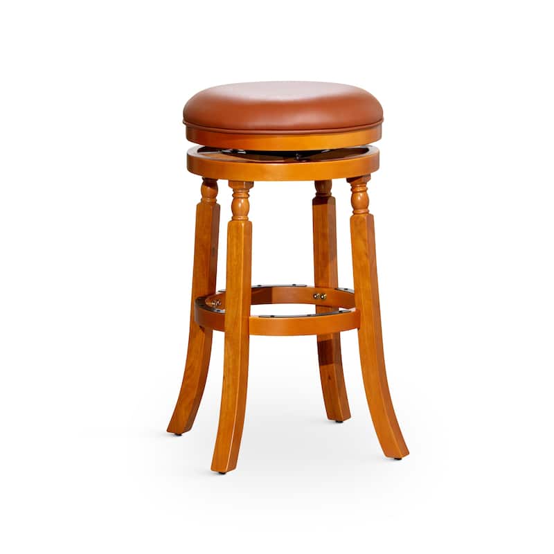 DTY Indoor Living Palmer Lake Backless Swivel Counter or Bar Stool - Natural/ Saddle Leather - Bar Height - 29-32 in.