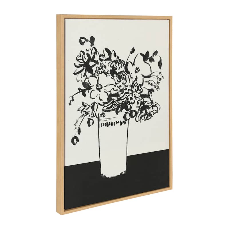 Kate and Laurel Sylvie 1043 BW Vase Framed Canvas by Teju Reval