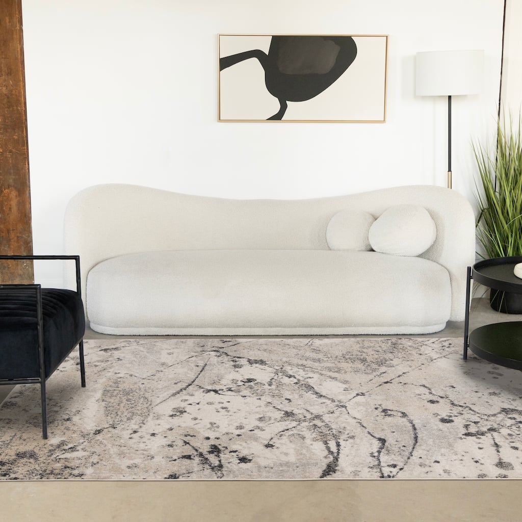 Grey Paint Splatter Abstract High-Traffic Rug