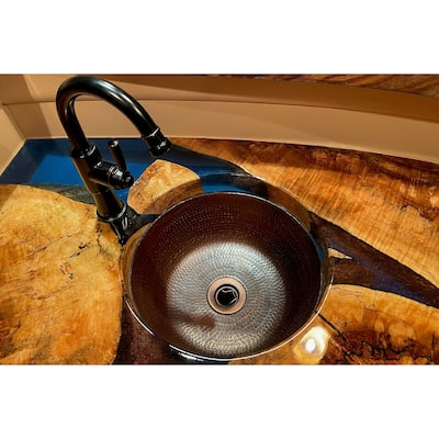 14-in Round Hammered Copper Bar Sink w/ 2-in Drain Opening (BR14DB2)