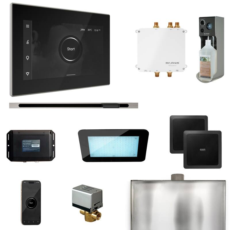 Mr Steam BLS1-L Bliss Linear Package Steam Shower Control Package with - Black / Brushed Nickel