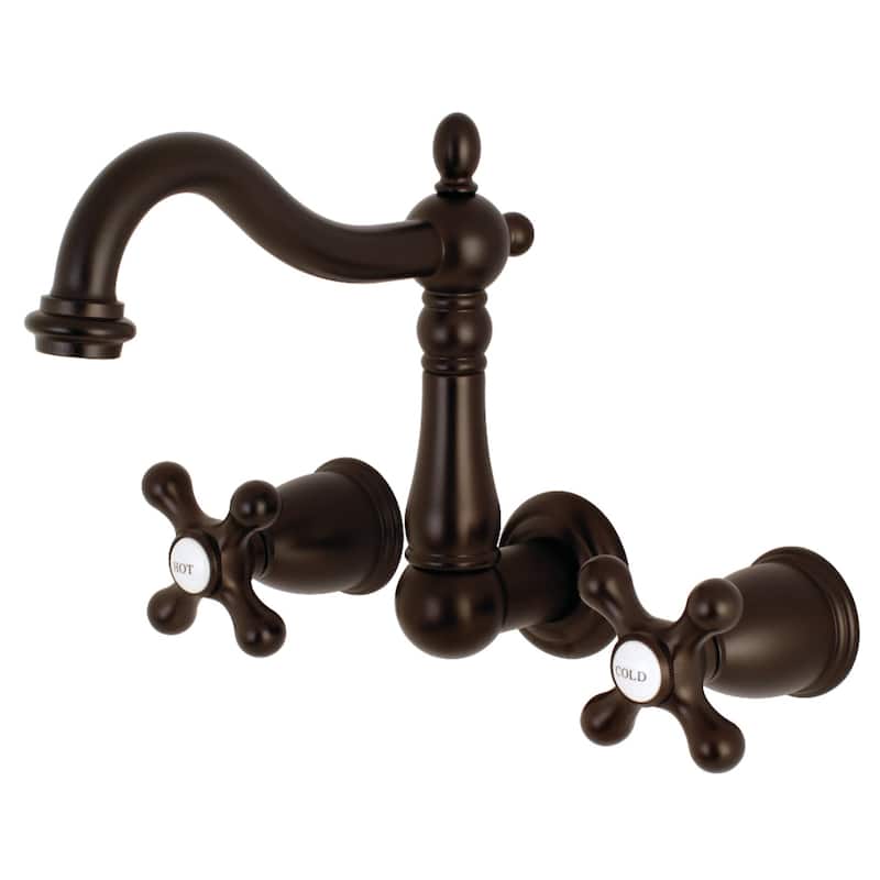 Heritage Two-Handle 3-Hole Wall Mount Bathroom Faucet - Oil Rubbed Bronze