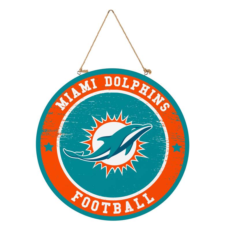 Miami Dolphins Wooden Door Decor Wall Sign - Multi-Color
