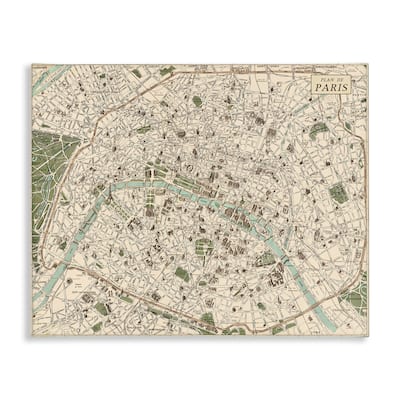 Stupell Vintage Map of Paris Canvas Wall Art Design By Phillipa Katz