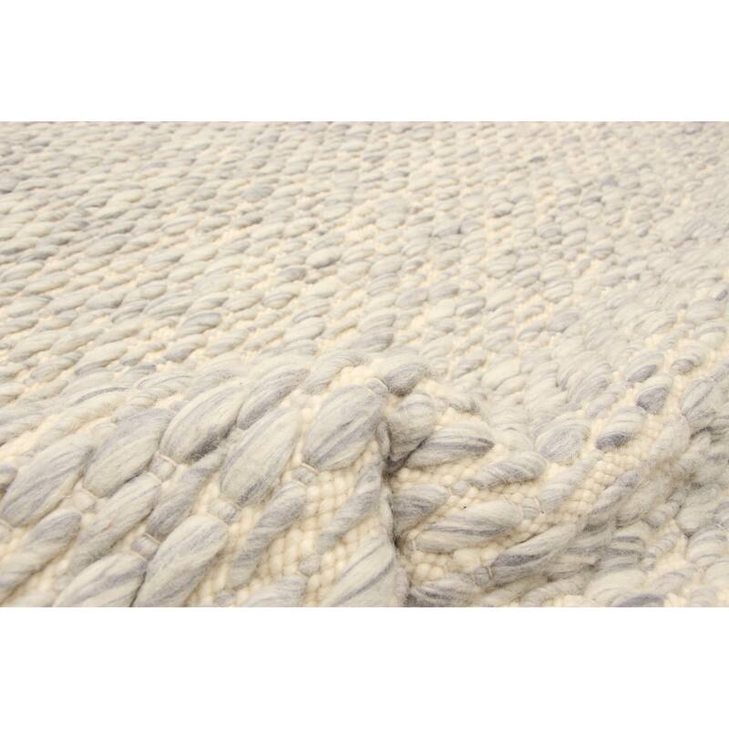 ECARPETGALLERY Braid weave Sienna Grey Wool Rug - 5'1 x 8'2