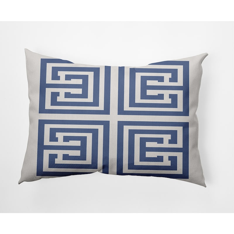 Greek Key Decorative Indoor Pillow - Cadet Blue - 14" x 20"
