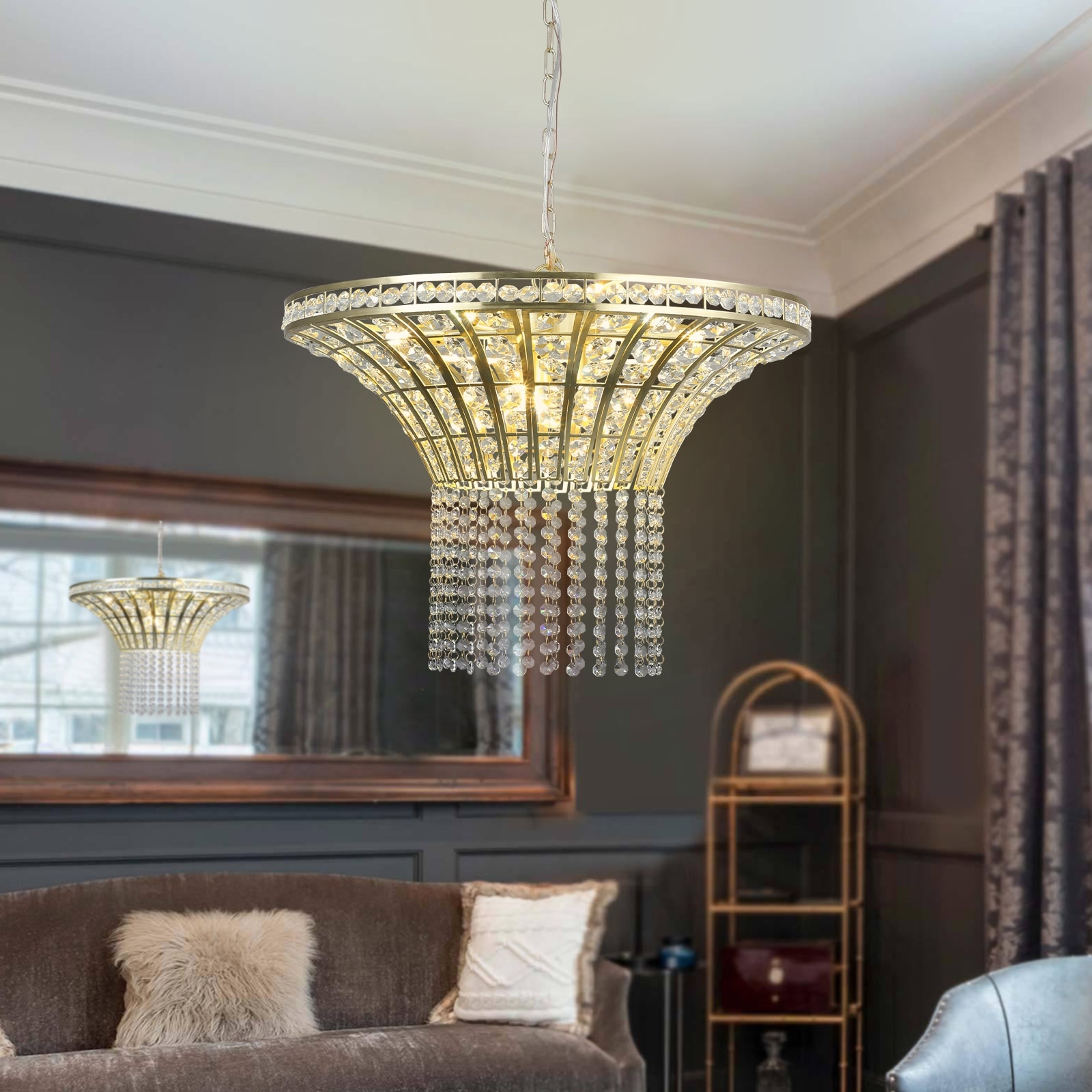 Modern 8-Light Waterfall Chandelier - 23.6" Width, Perfect for Any Space (Bulbs Not Included)