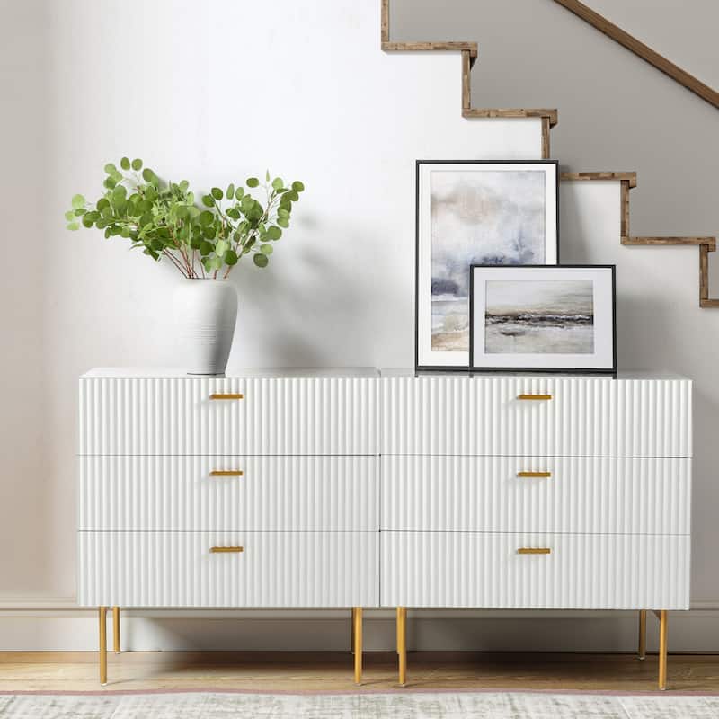 Gilb Modern 3-Drawer Dresser Nightstand with Metal Legs Set of 2 by HULALA HOME - White