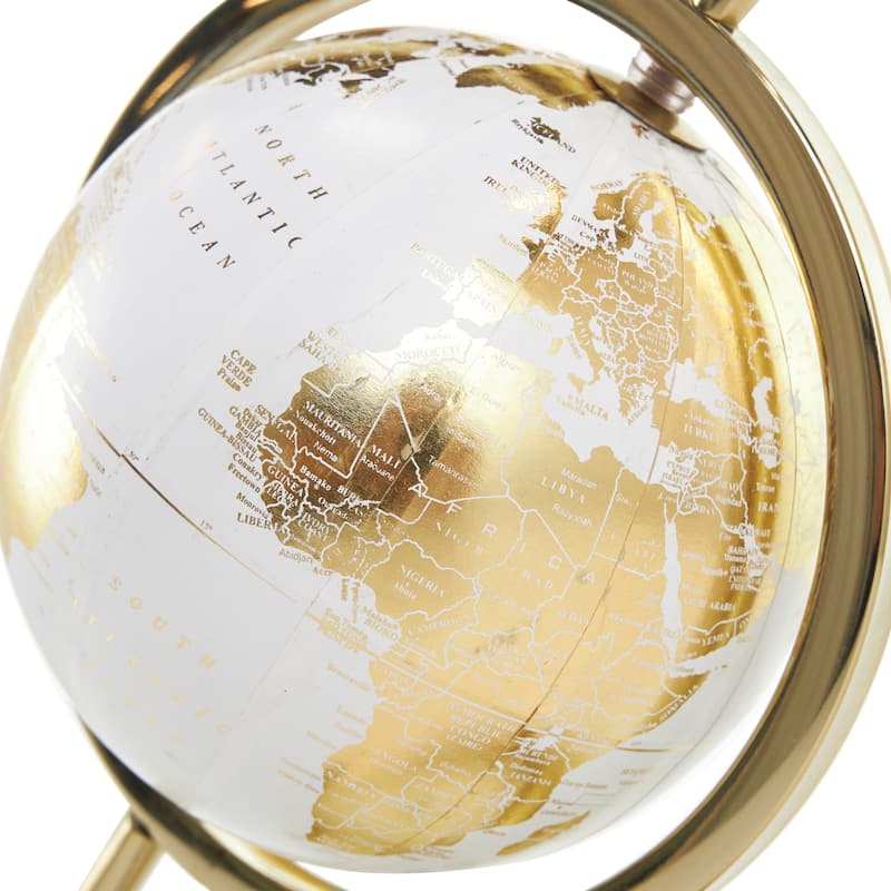 Gold Aluminum Metal Globe with White Center