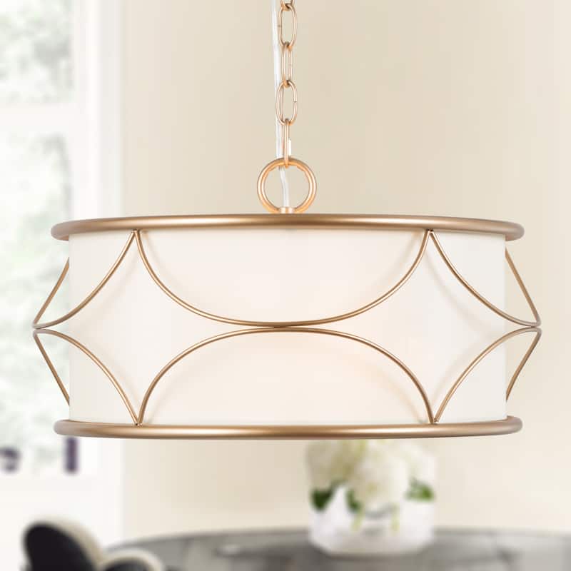Flot Modern Farmhouse 3-light Wheel Chandelier Ceiling Lights with Fabric Shade Pendant Lights - D 17.5'' x H 68.5''