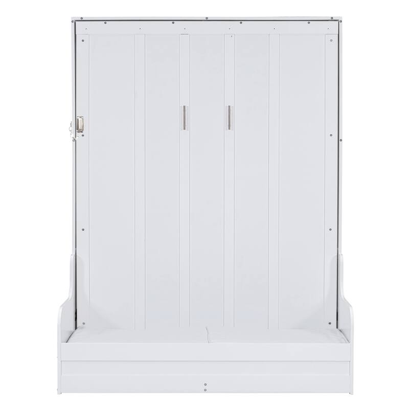 Queen Size Foldable Wall Murphy Bed with Integrated Chair and Cushions