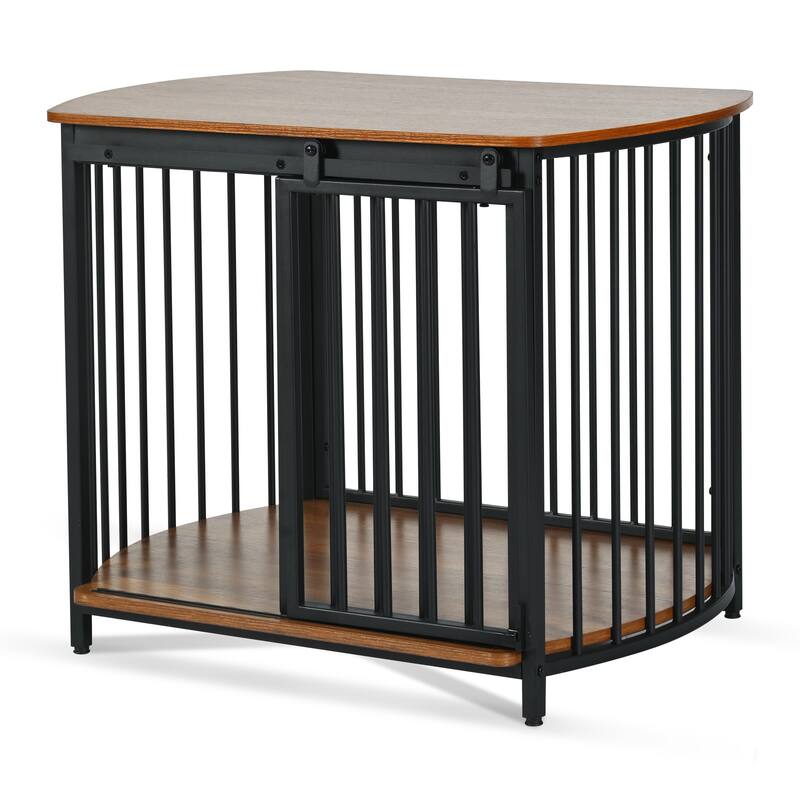 31.5" Furniture Style Dog Crate for Small&Medium Dogs,Wooden Cage Indoor Kennel Furniture,Dog Crate End Table with Double-Doors