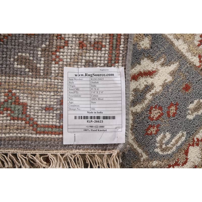 Transitional Oushak Style Area Rug Handmade Wool Carpet - 2'0"x 3'0"