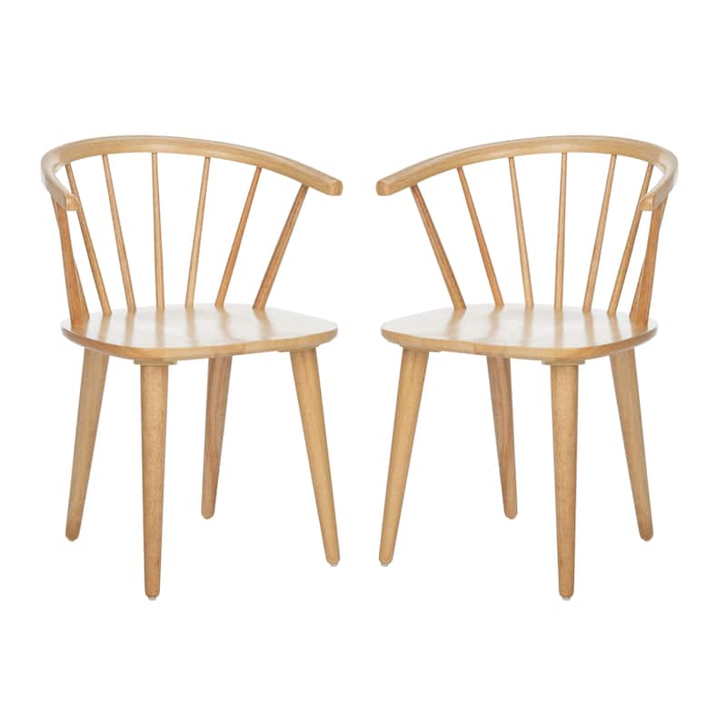 SAFAVIEH Dining Country Blanchard Natural Wood Dining Chairs (Set of 2) - 21.3" x 20.5" x 29.9"