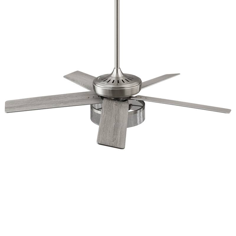 52-inch Modern Satin Nickel Bubble Shade Ceiling Fan with Light and Reversible Blades - 52'' W x 18.7" H
