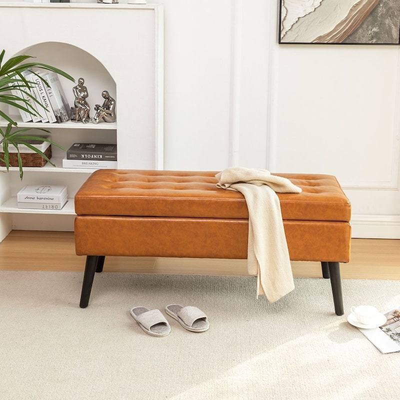 43.30 "W x 17.70 "D x 18.90 "H Modern Bedroom Solid Wood Storage Bench