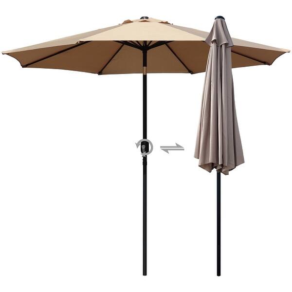 Shop Black Friday Deals On Davee Furniture 9ft Round Outdoor Market Patio Umbrella With Tilt Easy Crank Lift Tan Color Overstock 31724905