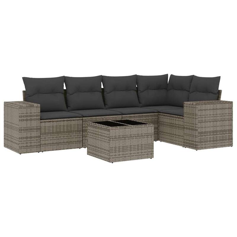 vidaXL Patio Sofa Set with Cushions Outdoor Conversation Furniture Poly Rattan