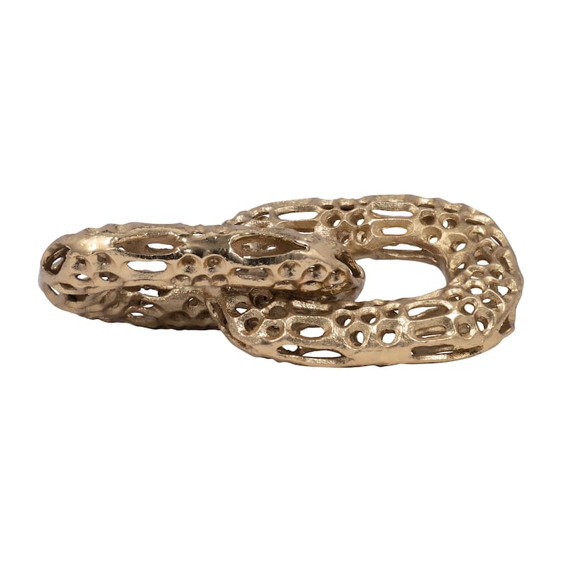 Sagebrook Home 12-Inch Gold 2-Linked Metal Chains - Aluminum Decorative Object for Modern Home Accent and Elegance