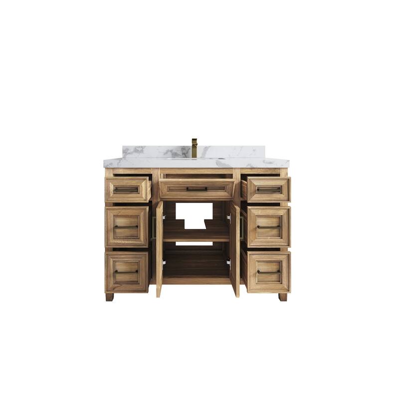 Willow Collections 48 in. W x 22 in. D Santa Monica Teak Single Sink Bathroom Vanity with Countertop