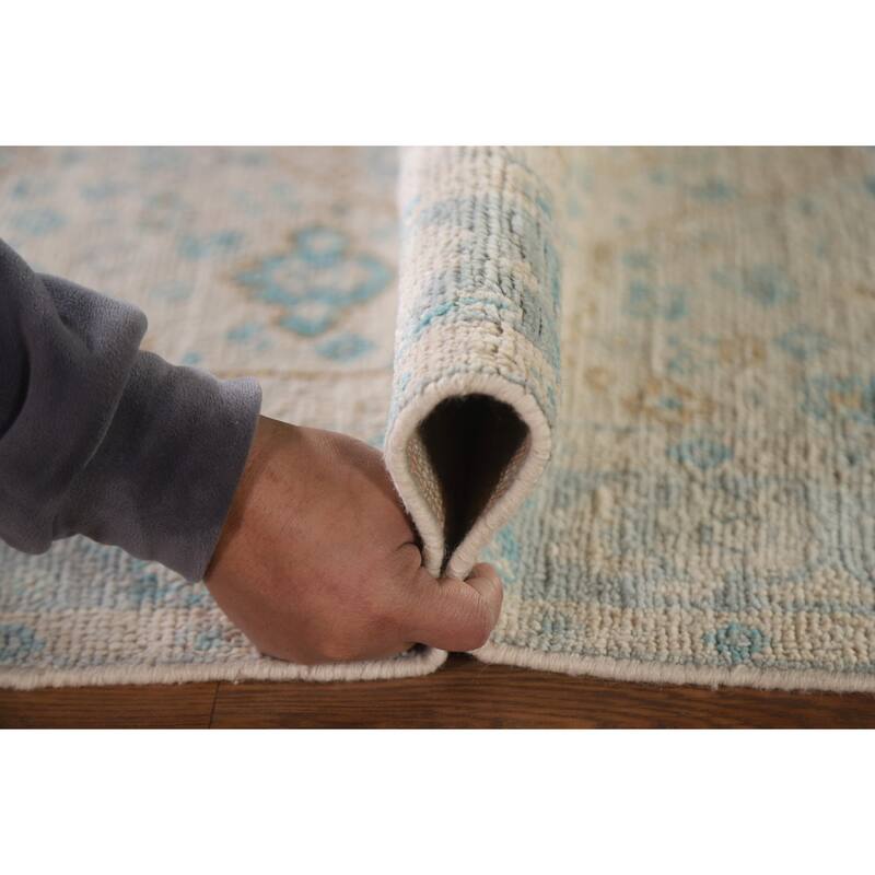 Turkish Oushak Vegetable Dye Accent Rug Handmade Wool Carpet - 2'11"x 3'11"